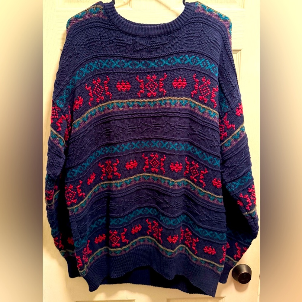 Vintage 80’s Knit Sweater with Colorful Patterns